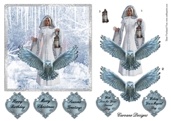 Mystical Christmas 6 - 6x6 inch card front with decoupage, and 5 greeting boxes.