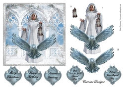 Mystical Christmas 7 - 6x6 inch card front with decoupage