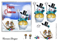 Snow Christmas 1 - 6x6 inch card front with decoupage.