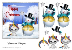 Snow Christmas 2 - 6x6 inch card front with decoupage.