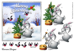 Snow Christmas 12 - 6x6 inch card front with decoupage