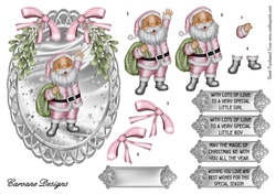 Pink and Silver Christmas 2 - Oval topper with decoupage