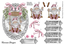 Pink and Silver Christmas 4 - Oval topper with decoupage