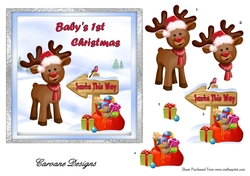 Babys 1st Christmas 1 - 7x7 inch card front with Decoupage