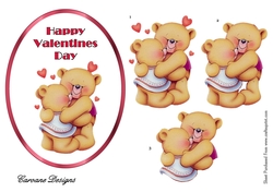 Valentine Bears - Oval topper with decoupage