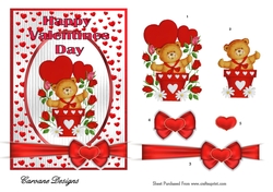 Love in a Plant Pot - 7x5 inch card front with decoupage