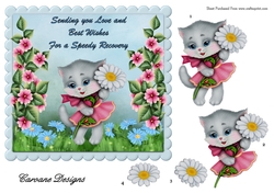 Get Well Soon 3 - 7x7inch card front with decoupage