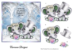 Nellie the Eli Got Married - 6x6 inch card front with decoupage