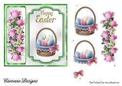 Pretty Easter Basket - 6x6 inch card front with decoupage