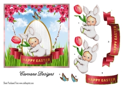 Babys 1st Easter - 6x6 inch card front with decoupage