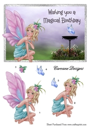 Magical Fairy 2 - 7x5 inch card front with decoupage,