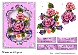 Enchanted Flowers - A5 card front with decoupage