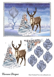 Snow Queen 1 - 7x5 inch card front with decoupage