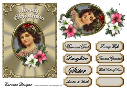 Victorian Cameo 4 - 7x5inch card front with decoupage