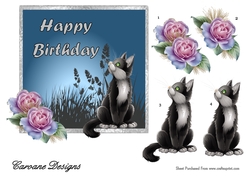 Rupert and The Roses - 6x6 inch card front with decoupage