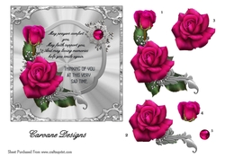 Sympathy 9 - 6x6 inch card front with decoupage