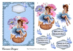 Flower Fairy 1 - 7x5 inch card front with decoupage
