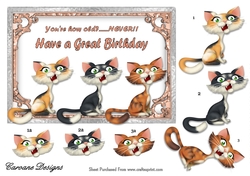 cup1148509_21555 - Three Cheeky Cats Mens Version - 7x5 inch card front with decoupage