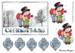 Christmas Alphabet 1 - 7x5 inch card front with decoupage