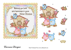 Tweeties New Home - 6x6 inch card front with decoupage