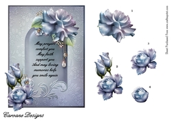 Sympathy 12 - 7x5 inch card front with decoupage