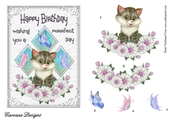 Cute Cats 1 - 7x5 inch card front with decoupage