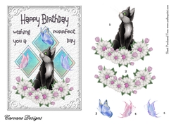 Cute Cats 3 - 7x5 inch card front with decoupage
