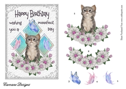 Cute Cats 4 - 7x5 inch card front with decoupage