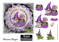 Purple Halloween 2 - 6x6 inch card front with decoupage