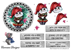 From Our Kitty to Your Kitty 4 - 5 inch circular topper with decoupage and 5 greeting boxes