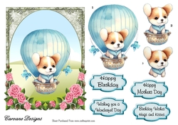 Up Up and Away - 7x5 inch card front with decoupage