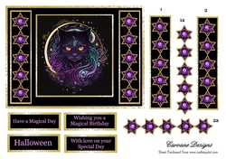 Magical Cats 2 - 7x5 inch card front with decoupage