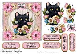 Pretty Kitty 1 - 6X6 inch card front with decoupage