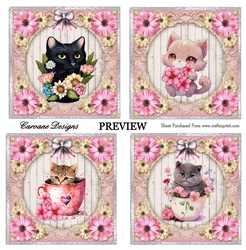 Pretty Kitty Bumper Kit 9 - 10 sheets, Card fronts, decoupage, inserts, and greeting boxes
