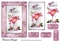 Cocktails for Lovers - 7x5 inch card front with decoupage