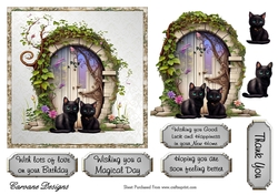 Fairy Doors 1 - 6x6 inch card front with decoupage