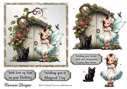 Fairy Doors 3 - 6x6 inch card front with decoupage