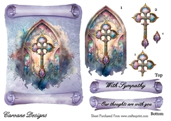 cup1210159_21555 - Church Windows 1. Sympathy - 7x5 inch card front with decoupage