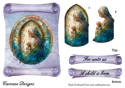 Church Windows 4, Christmas - 7x5 inch card front with decoupage