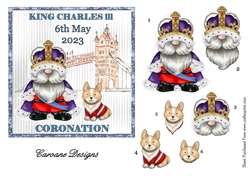 Coronation 2 - 6x6 inch card front with decoupage