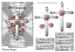 Sympathy Cross 3 - 7x5 inch card front with decoupage