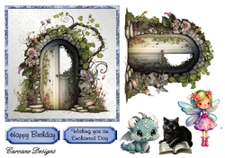 DIY Fairy Doors 2 - 6x6 inch card front with decoupage