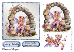 Birthday Fairies 3 - 6x6 inch card front with decoupage