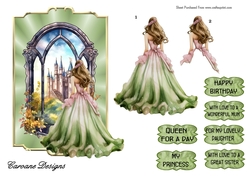 Castle Window 1 - 7x5 inch card front with decoupage