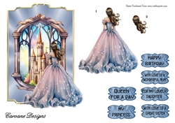 Castle Window 4 - 7x5 inch card front with decoupage