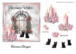 Christmas Windows 1 - 6x6 inch card front with decoupage