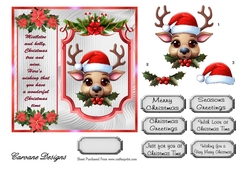 Christmas Cuties 1 - 6x6 inch card front with decoupage