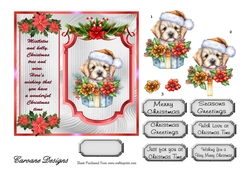 Christmas Cuties 3 - 6x6 inch card front with decoupage