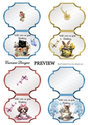 Furries in a Teacup - Shaped Card Bumper Kit 35 - 9 sheets, Card fronts, decoupage, inserts, and greeting boxes