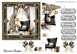 Art Deco Christmas 3 - 6x6 inch card front with decoupage
